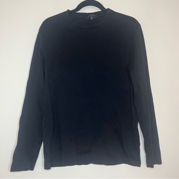 BANANA REPUBLIC FACTORY Luxe Touch Performance Black Crewneck Longsleeve Tshirt - Picture 1 of 5
